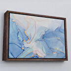 Kahverengi Çerçeveli Mürekkep ve Alkol Elementleri ile Mermer Deseni Verilmiş Kanvas Tablo