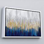 Beyaz Çerçeveli Mavi ve Gold'un Müthiş Uyumu Modern Kanvas Tablo