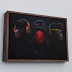 Beyaz Çerçeveli Üç Maymun Tablosu