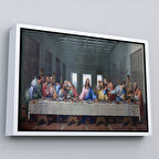 Beyaz Çerçeveli Da Vinci'nin Son Akşam Yemeği Kanvas Tablo