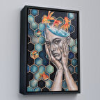 Siyah Çerçeveli Gerçeküstü Kadın ve Balık Kanvas Duvar Sanatı, Yeni Nesil Kanvas ablo