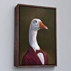 Kahverengi Çerçeveli Gözlüklü İnsan Vücutlu Kaz Pop Art Kanvas Tablo