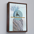 Kahverengi Çerçeveli Modern Soyut Geyik Tablosu