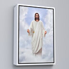 Beyaz Çerçeveli Rab İsa Bulutlarda Göründü, Kilise Hediyesi Hristiyan Kanvas Tablo