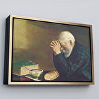 Altın Çerçeveli Eric Enstrom Grace Adam Ekmek Üzerinde Dua Ediyor Kanvas Tablo
