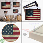 Siyah Çerçeveli Amerika Birleşik Devletleri Bayrağı Rustik Kanvas Tablo
