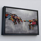 Siyah Çerçeveli Tanrının Eli Tablo, Hıristiyanlara Hediye, İncil Severler, Banksy Graffiti Sanatı