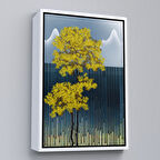 Beyaz Çerçeveli Modern Altın Soyut Tablosu