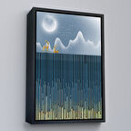 Siyah Çerçeveli Modern Altın Soyut Tablosu