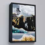 Siyah Çerçeveli Modern Altın Soyut Tablosu