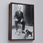 Kahverengi Çerçeveli Atatürk Portre Tablosu Mustafa Kemal Atatürk Dikdörtgen Dekoratif Kanvas Tablo