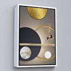 Beyaz Çerçeveli Modern Altın Soyut Tablosu