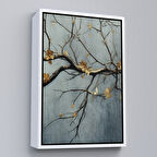 Beyaz Çerçeveli Soyut Kuru Dallar Tablosu