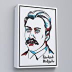 Beyaz Çerçeveli Friedrich Nietzsche Dekoratif Kanvas Tablo