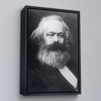 Siyah Çerçeveli Karl Marx Siyah Beyaz Dekoratif Kanvas Tablo