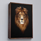 Kahverengi Çerçeveli Aslan Dekoratif Kanvas Tablo