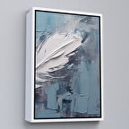 Beyaz Çerçeveli Yağlıboya Görünümlü Modern Tüy Tablosu