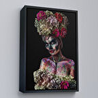 Siyah Çerçeveli Güzel Kızın Cadılar Bayramı Makyajı Duvar Tablosu