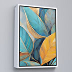 Beyaz Çerçeveli Renkli Yaprak Tablosu