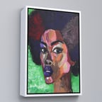 Beyaz Çerçeveli Afrikalı Kadın Portresi Pop Art Duvar Tablosu