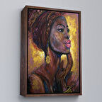 Kahverengi Çerçeveli Afrikalı Kadın Portresi Pop Art Duvar Tablosu