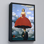 Siyah Çerçeveli Kırmızı Elbiseli Kadın Sürreal Duvar Tablosu