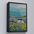 Siyah Çerçeveli İngiliz Köy Evi Manzarası Duvar Tablosu