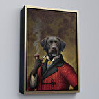 Altın Çerçeveli Pipo İçin Köpek Duvar Tablosu