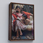 Kahverengi Çerçeveli Anne ve Kızı Ortaçağ Tablosu