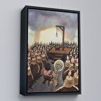 Siyah Çerçeveli Kafası Farklı Çalışanın Kafası Gider Sürreal Tablo