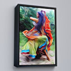 Siyah Çerçeveli Renkli Kıyafeti İle Samba Yapan Kadın Duvar Tablosu