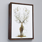 Kahverengi Çerçeveli Yaprak Boynuzlu Geyik Tablosu