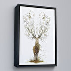 Siyah Çerçeveli Yaprak Boynuzlu Geyik Tablosu