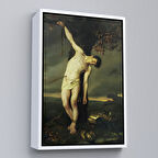 Beyaz Çerçeveli Dağ Manzarası Dekoratif Duvar Tablosu