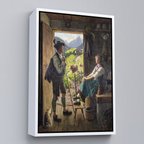 Beyaz Çerçeveli İsviçre Alplerindeki Aşıklar Dekoratif Duvar Tablosu