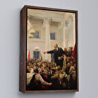 Kahverengi Çerçeveli Lenin Petersburg'da Sovyetlerin İktidarını İlan Ediyor Tablo