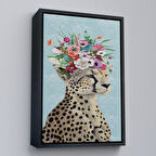 Siyah Çerçeveli Çiçek Taçlı Sosyetik Çita Tablosu, Kokoş Çıta