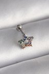 By Mertay Tragus Piercing Yıldız Model Gümüş Renkli Zirkon Taşlı 316L Çelik 6mm