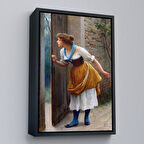 Siyah Çerçeveli Eugene de Blaas'ın Kulak Misafiri Reprodüksiyon Tablosu