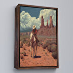 Kahverengi Çerçeveli Amerikalı Kovboy Dekoratif Duvar Tablosu