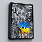 Siyah Çerçeveli Hayalindeki Ukrayna'yi Çizen Ukraynalı Ressam Tablosu