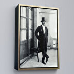 Altın Çerçeveli Atatürk Portre Tablosu Mustafa Kemal Atatürk Dikdörtgen Dekoratif Kanvas Tablo
