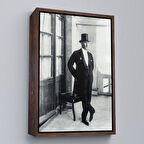 Kahverengi Çerçeveli Atatürk Portre Tablosu Mustafa Kemal Atatürk Dikdörtgen Dekoratif Kanvas Tablo