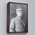 Kahverengi Çerçeveli Atatürk Portre Tablosu Mustafa Kemal Atatürk Dikdörtgen Dekoratif Kanvas Tablo