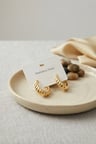 Küpe 316L Çelik Gold Renk Kıvrımlı Halka Model