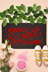 Home Sweet Home Kauçuk Tabanlı Kapı Önü Paspası