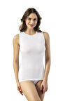 Kadın Beyaz Sıfır Kol Atlet ( Kota )