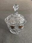 Vintage Kesme Cam Kristal Kapaklı Şekerlik