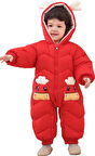 Bebek Fermuarlı Kozmonot Tulum Kırmızı 100 Beden