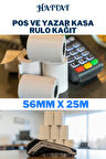 20 Adet Rulo 56mmx25m POS ve Yazar Kasa Termal Rulo Yüksek Kaliteli Dayanıklı Tam Metraj Net Baskı